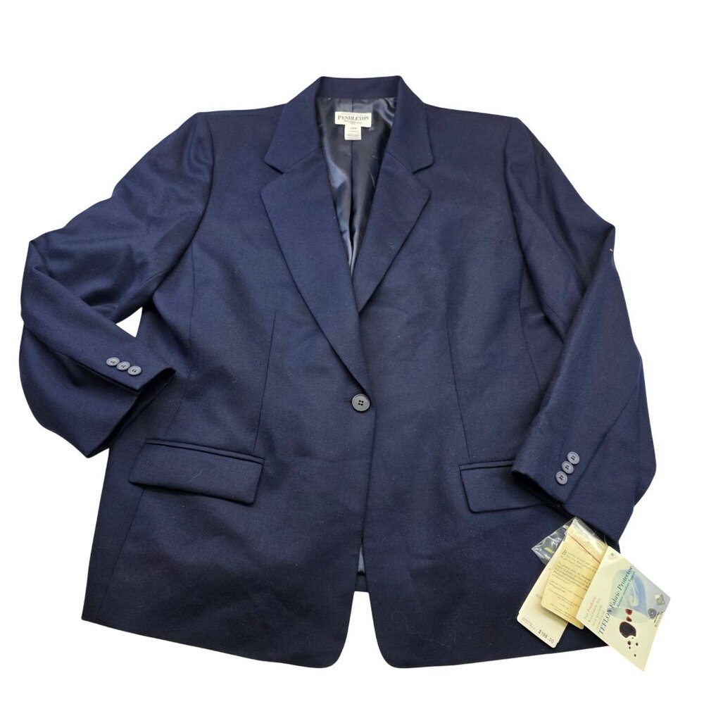 Vintage Pendleton Wool Blazer Coat Plus 20W Navy Corpcore Office Quiet Luxury